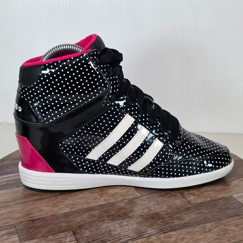 Adidas NEO Weneo 2013 Sneakers 8.5 Black Polka Dot Hidden Wedge Heel High Top